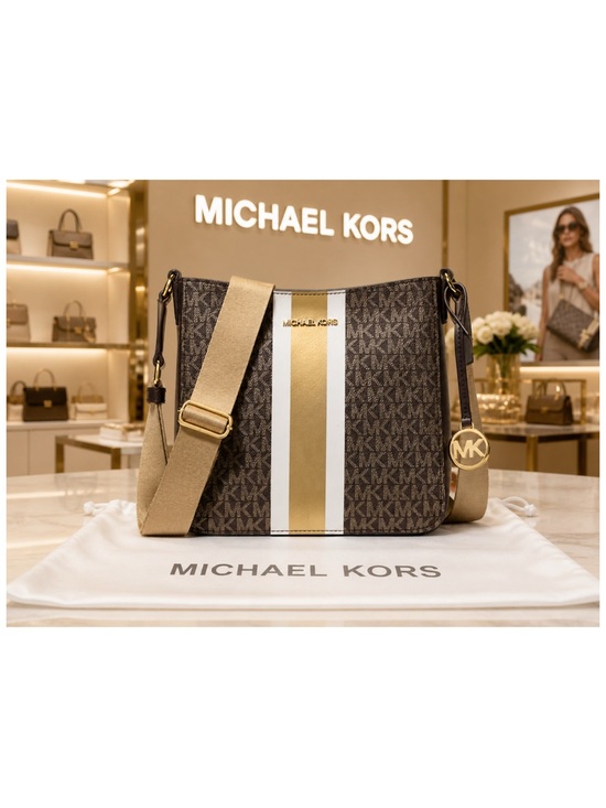 MICHAEL Michael Kors Handbags - Michael Kors Jet Set Signature Logo Stripe Crossbody Bag with Free Dust Bag.